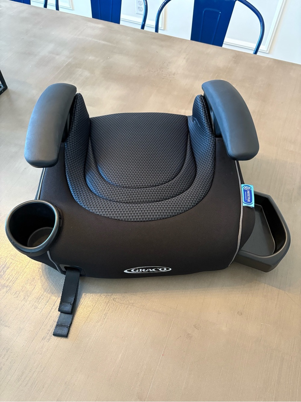 Graco Black Booster Seat with Armrests and Cup Holders